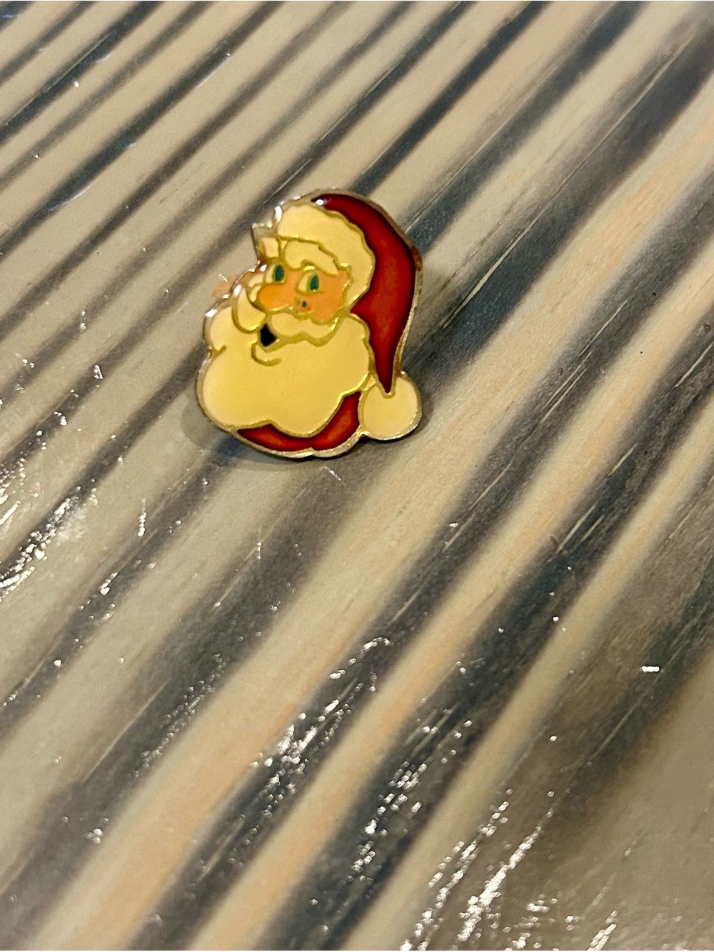 Santa Claus Enamel Pin - Red and Cream womens Accessory